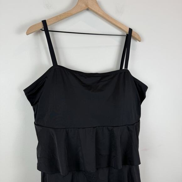 Swim By Cacique Ruffled Tankini Swimsuit Top Women Plus 26 Shelf Bra Beach NWT - Picture 2 of 6